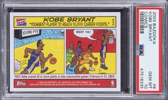 2003-04 Topps Bazooka Comics #8 Kobe Bryant - PSA GEM MT 10 